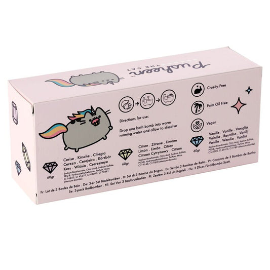 Set de 3 Bombas de Baño Gato Pusheen Pusheenicorn Aromas Afrutados