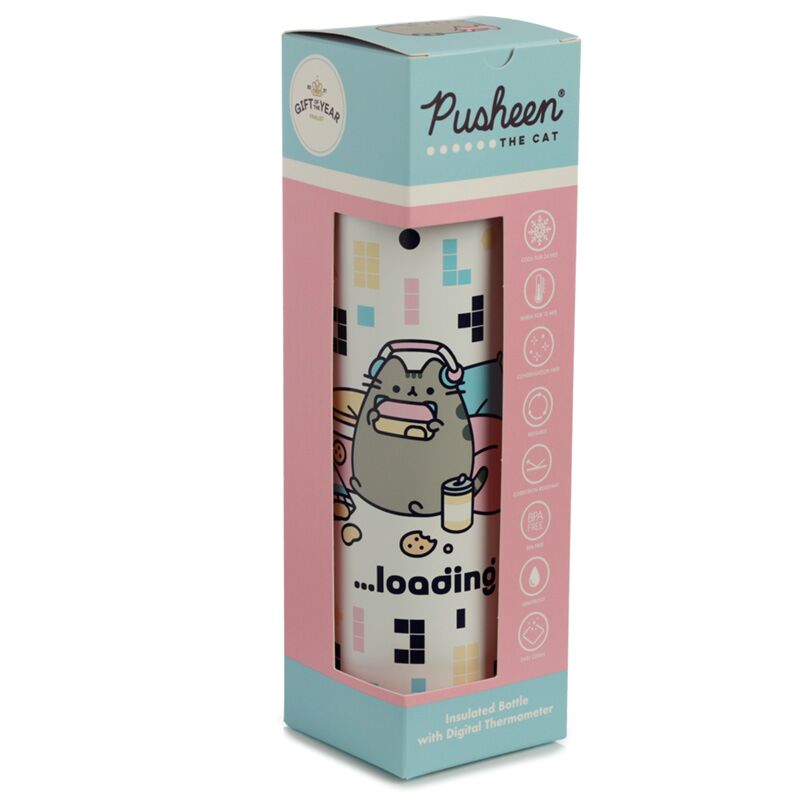 Botella Termo con Termómetro Gato Pusheen Juguetón