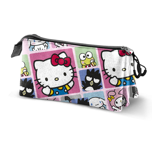 Hello Kitty Multicolor Estuche Portatodo Triple Hello Kitty Panels