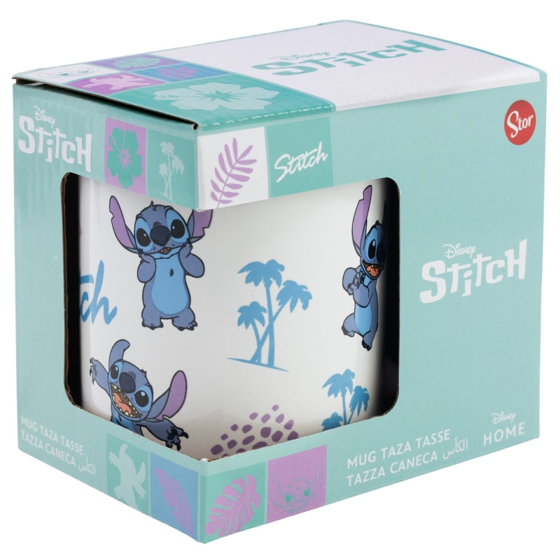 TAZA CERAMICA 325 ML EN CAJA DE REGALO STITCH LEAVES PATTERN
