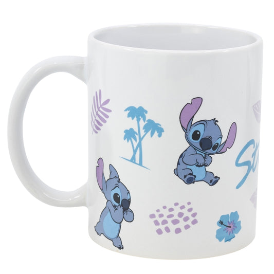 TAZA CERAMICA 325 ML EN CAJA DE REGALO STITCH LEAVES PATTERN