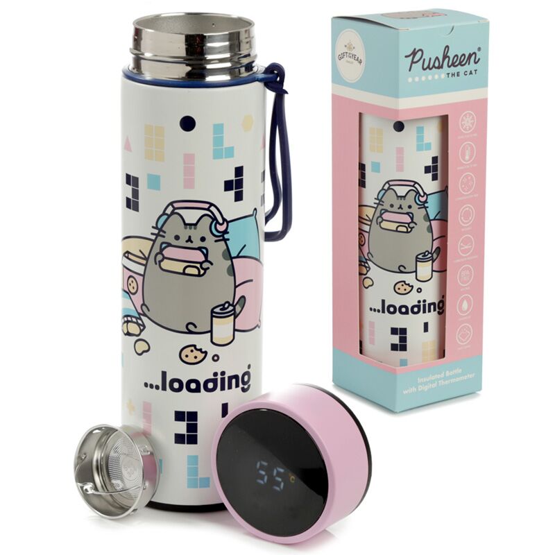 Botella Termo con Termómetro Gato Pusheen Juguetón